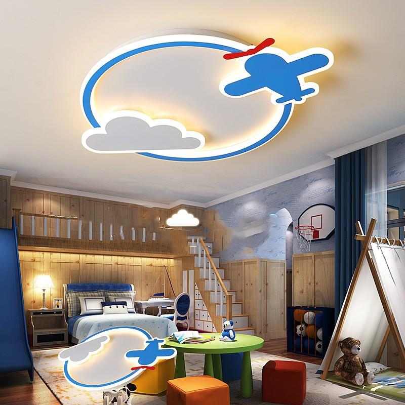 儿童房灯男女孩创意个性卡通模型飞机鹿卧室灯LED宝宝房间吸顶灯
