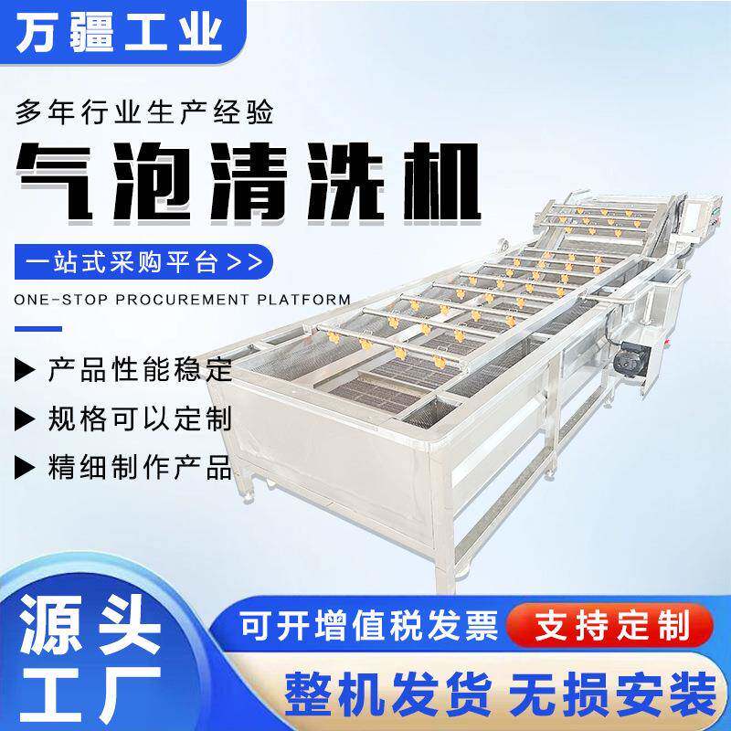 全自动蘑菇气泡清洗机 小红VXM油金式针菇加工设备 连续香葱清设