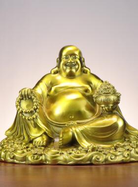 铜弥勒佛 大肚弥勒 聚宝盆笑佛 家居店铺供奉神像摆件 聚宝盆佛