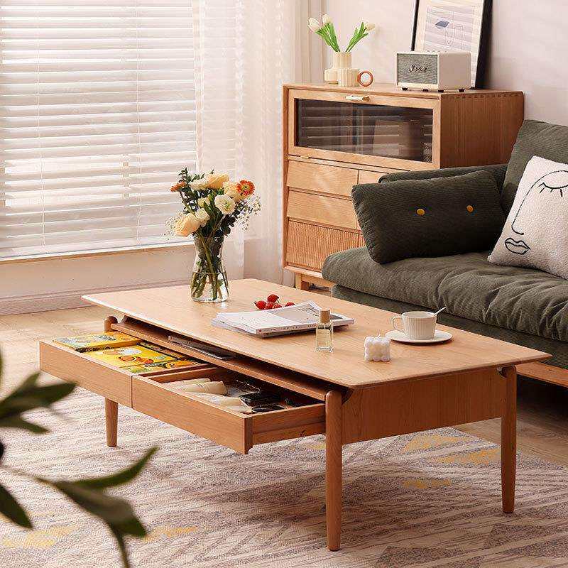 北欧实木茶几电视柜组合家用客厅小户型简约现代日式樱桃木家具