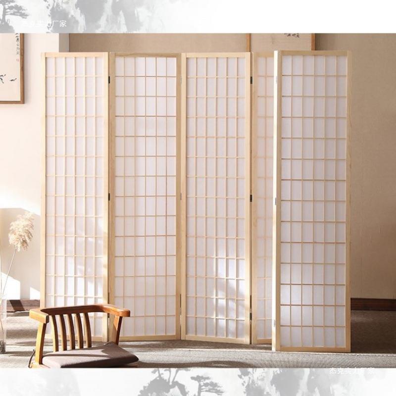 式屏风动隔断客厅约现简代折叠移办公日室玄关实木格子AMC拍照道