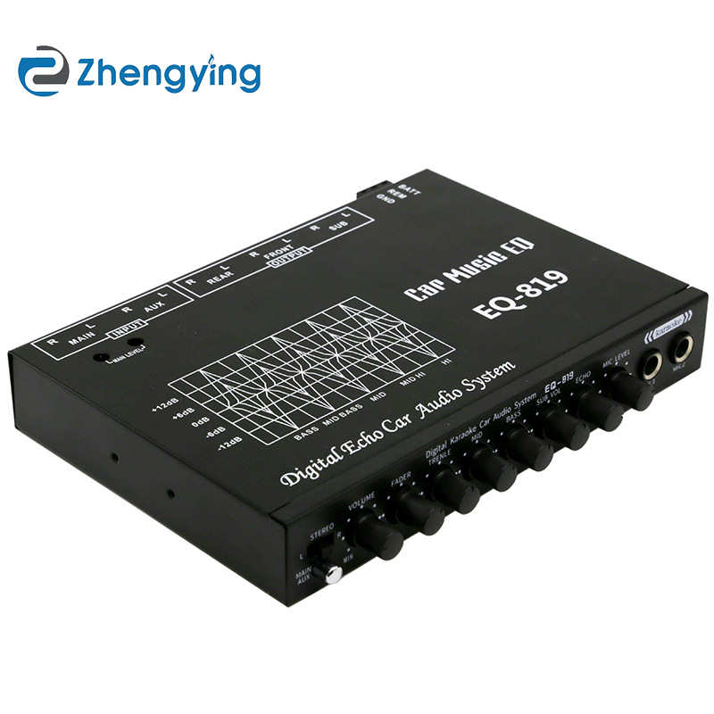EQ-819车载EQ均衡放大器带话筒输入和外音输入灵敏度调节