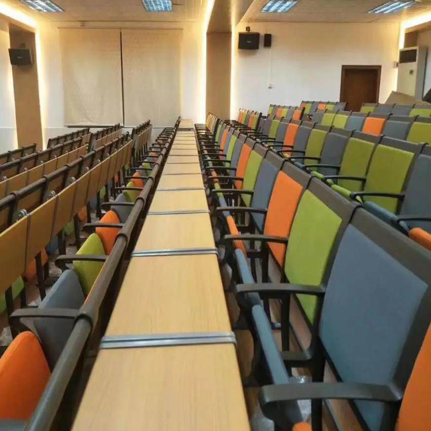 阶梯教室排椅多媒体课桌椅报告会议厅连排椅子学校课桌椅带写字板