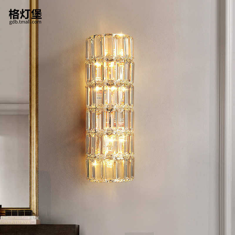 后现代轻奢水晶壁灯客厅电视背景墙灯简约奢华玄关过道卧室床头灯
