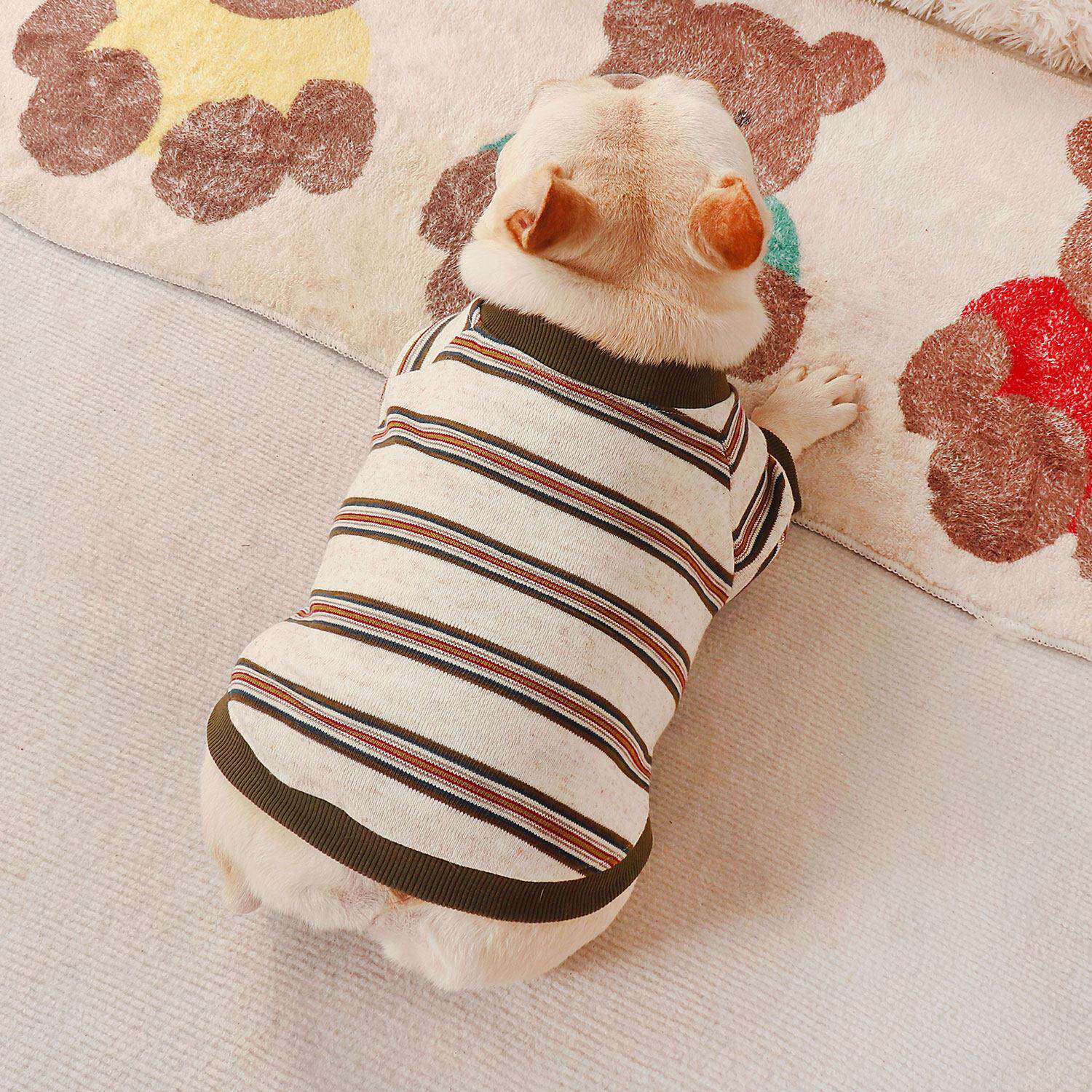 法斗衣服秋季新款宠物中小型犬巴哥斗牛犬雪纳瑞衣服春秋条纹卫衣