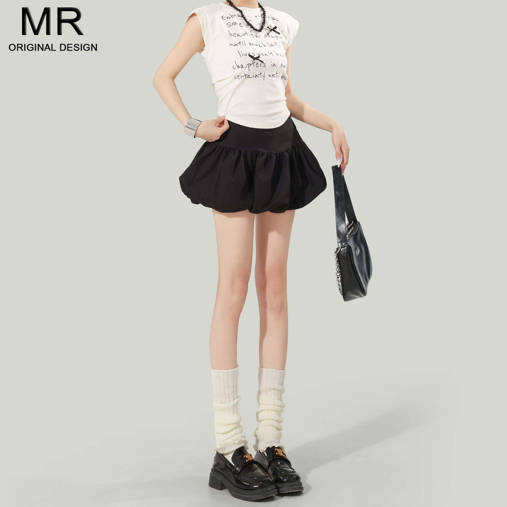 黑色高腰鹿皮绒花苞裙女2025秋冬新款小个子蓬蓬半身裙泡泡裙短裙
