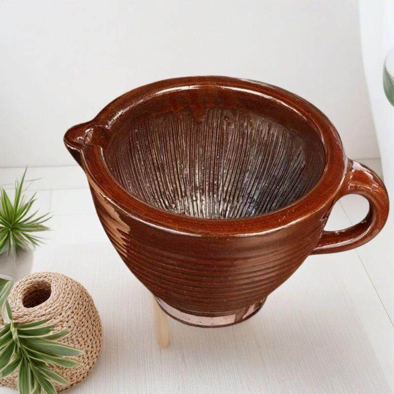 老式擂钵家用满齿密纹送木棒擂槌湖南擂辣椒皮蛋捣蒜器米糊研磨器