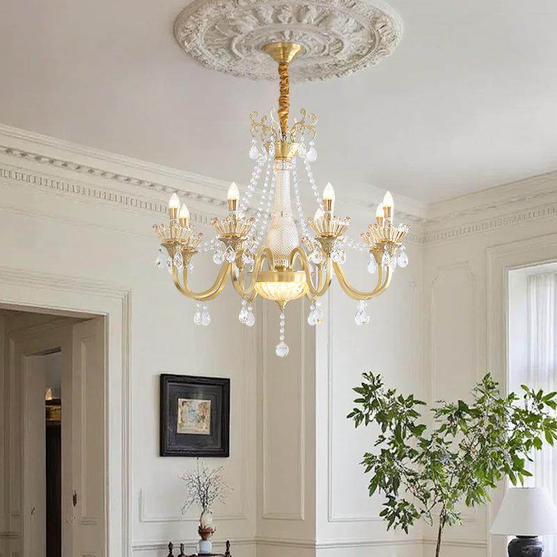 法式水晶吊灯客厅灯2025新款创意个性艺术卧室灯复古餐桌吧台灯具