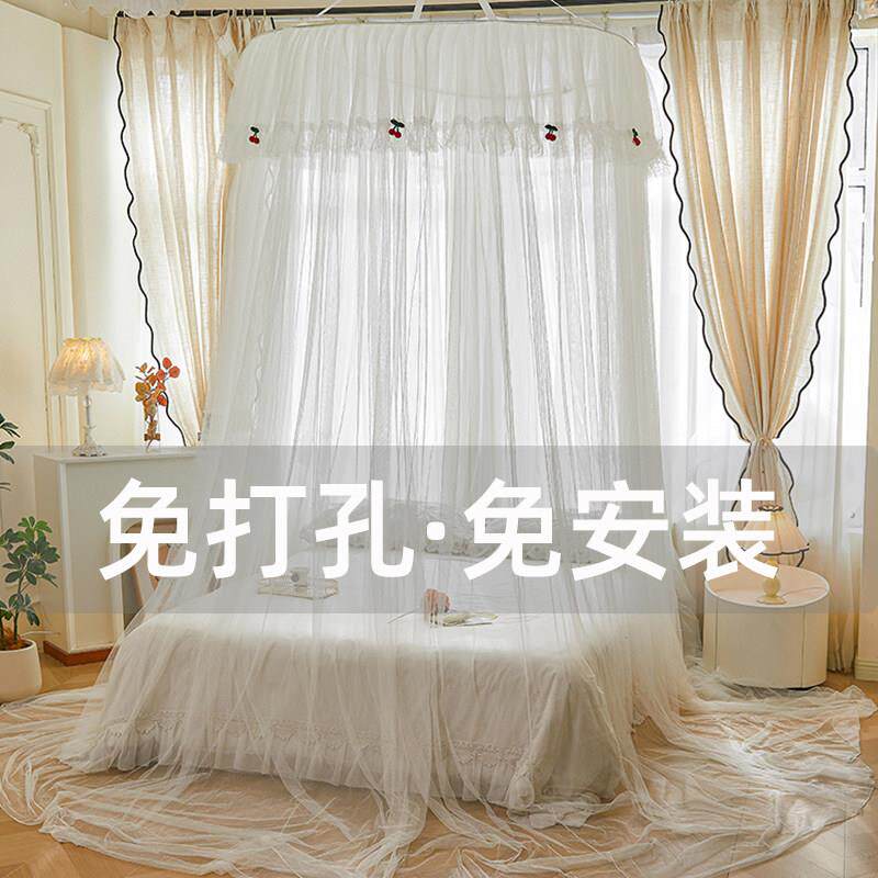 2用02新款公主风蚊帐X03家卧室免安装挂钩天花板高级地落床幔6纱
