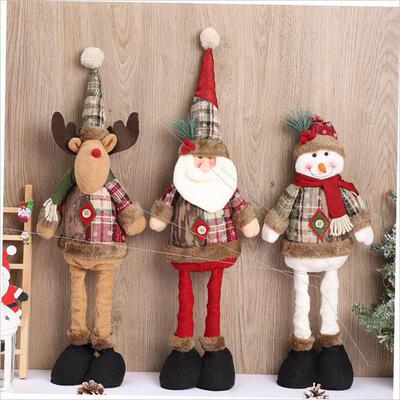 Christmas snowflake gingham retractable figure decoration