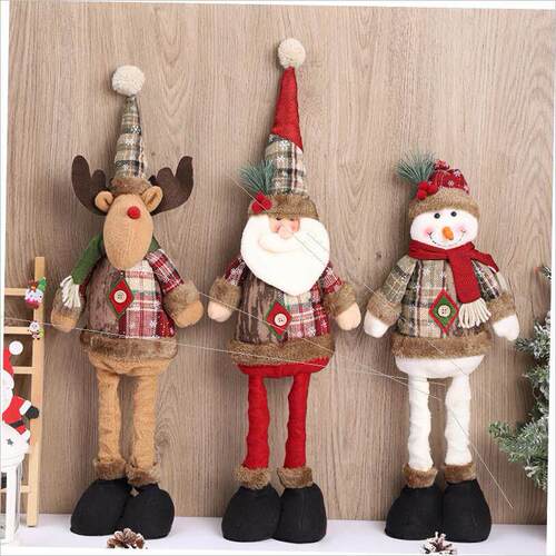 Christmas snowflake gingham retractable figure decoration