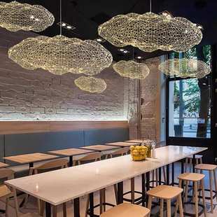 饰灯店铺商用吊灯云吊灯 铁丝网云朵吊灯创意餐厅售楼部商场中庭装