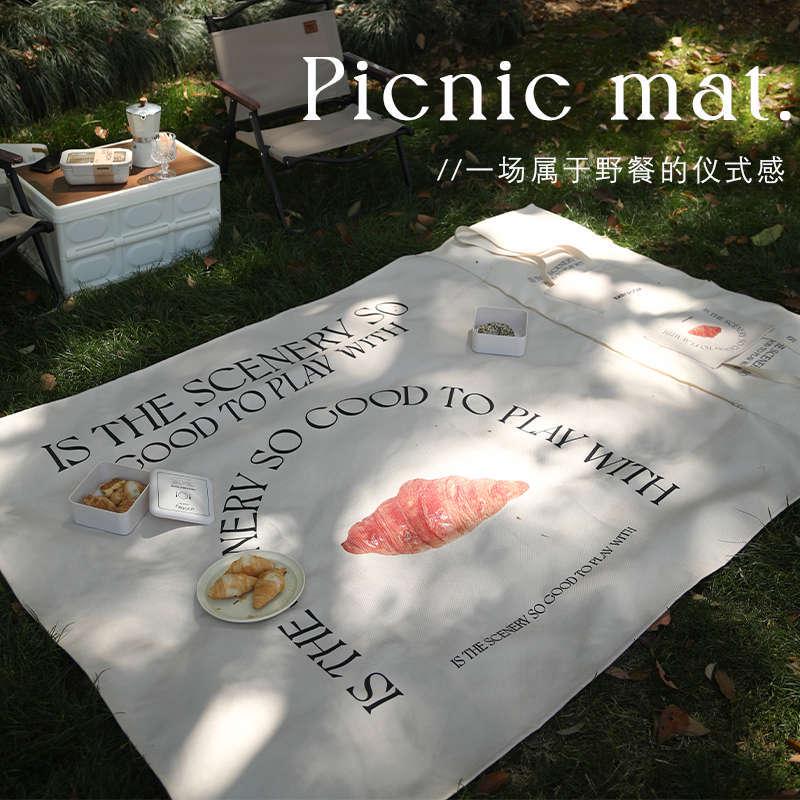 户外野餐垫 旅行露营加厚便携郊游草地野炊防潮垫 拉链手提便当包图片