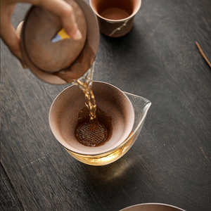 几欢复古全瓷孔一体茶隔茶漏隔茶陶瓷茶具配件茶叶过滤网茶滤单品