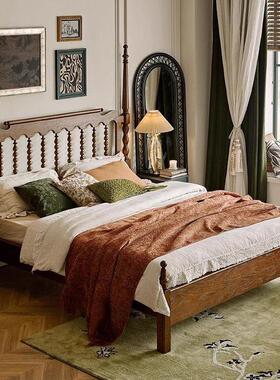 新中古风复款古温床美式实EAD木床15米中古床莎1米8双人床主卧.家