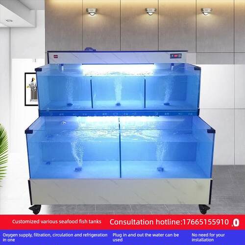 海鲜池商用制冷机一体移动超市饭店专用鱼池海鲜鱼缸海鲜缸贝类池