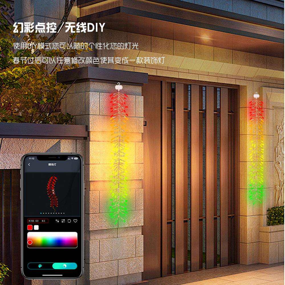 APP智能鞭炮灯LED幻彩点控RGB灯节日喜庆开业房间 装饰氛围装饰灯