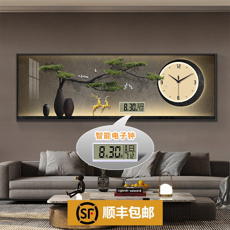 北欧2025年新款万年历电子钟创意钟表挂钟客厅装饰画表挂墙时钟画