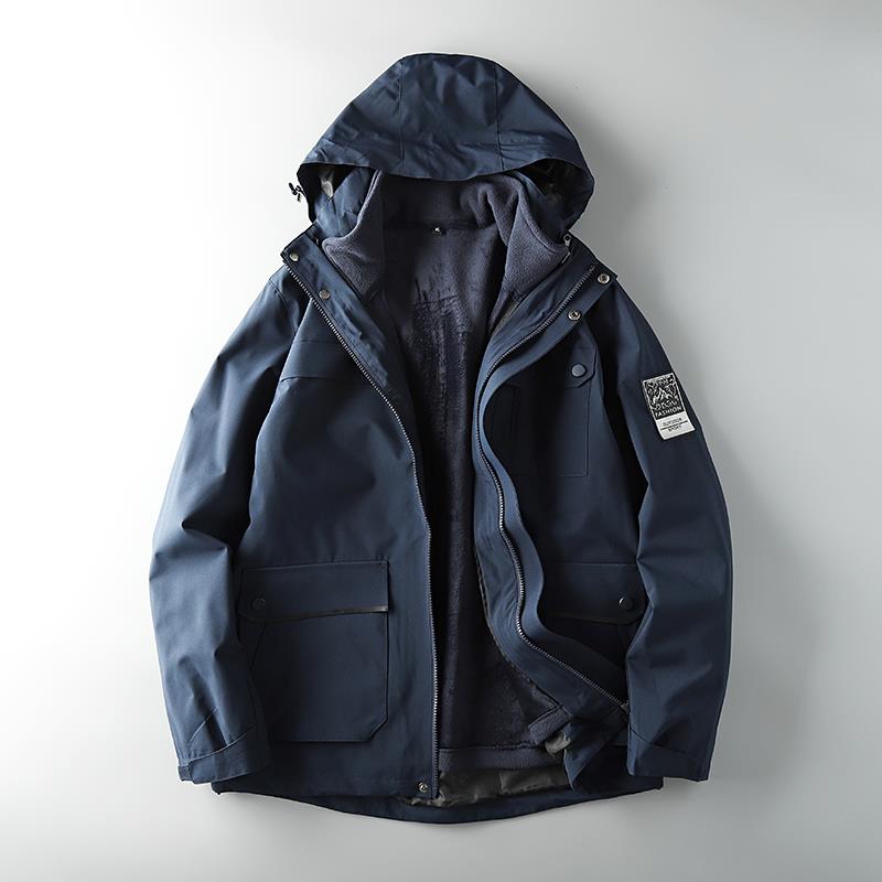 MAROLIO~出口德国！冲锋衣三合一可拆卸防风防水加绒加厚工装外套