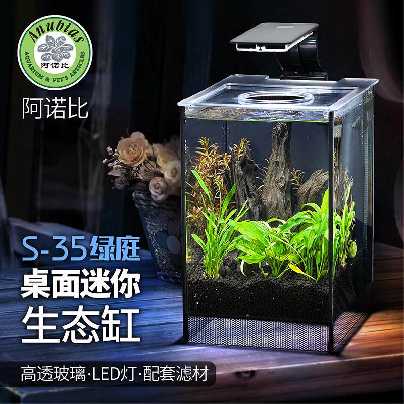 养虾专用缸阿诺比小型智能生态造景桌面迷你型水族箱鱼S35绿庭