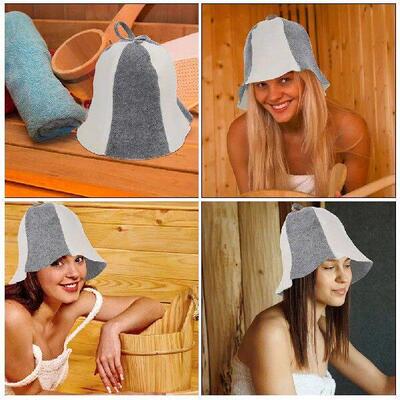 3 Pcs Felt Sauna Hat Gray White 6 Panel Bathing Shower Cap