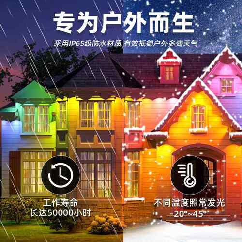 跨境屋檐灯LE幻B彩RGI能C2.4G高亮4屋檐灯0键智防水宝莲D灯APP户