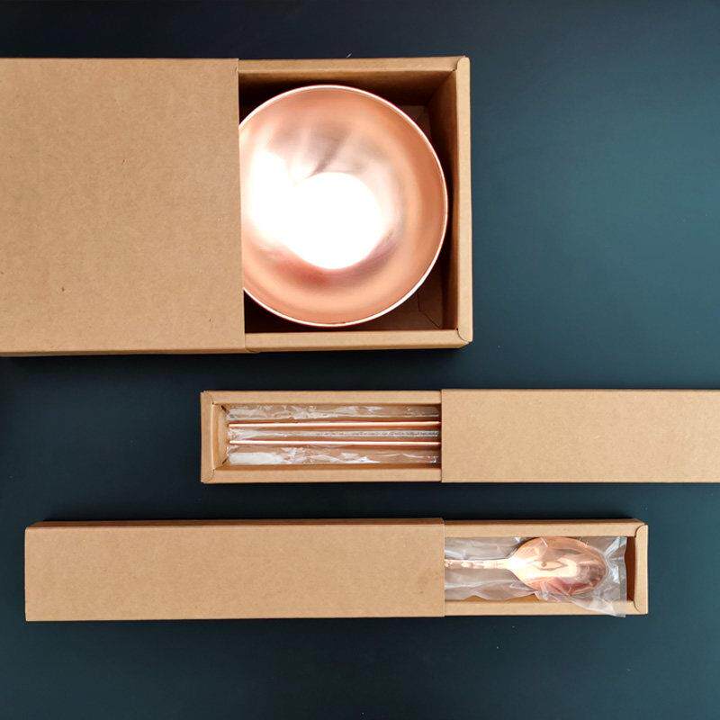 铜碗纯铜碗餐具家用饭碗铜勺铜筷子紫铜茶杯铜碗筷套装白癜克星风