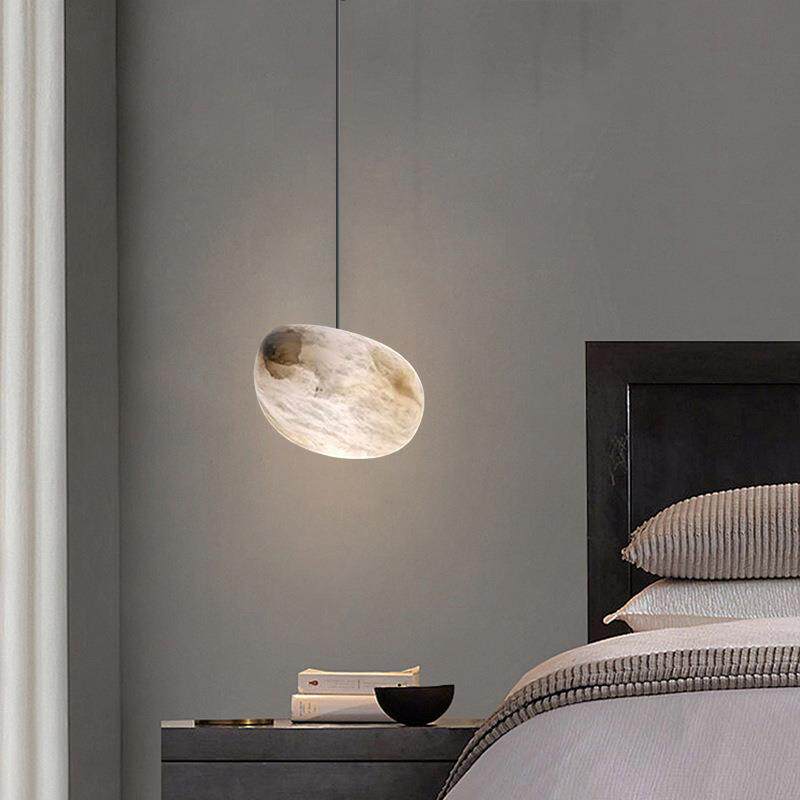 跨境圆形现代简约客厅设计师艺术餐桌吧台鹅卵石西班牙云石吊灯具