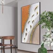 九鱼抽象简约手绘油画入玄户关餐装 2302画现代轻奢走图廊过 饰QWE