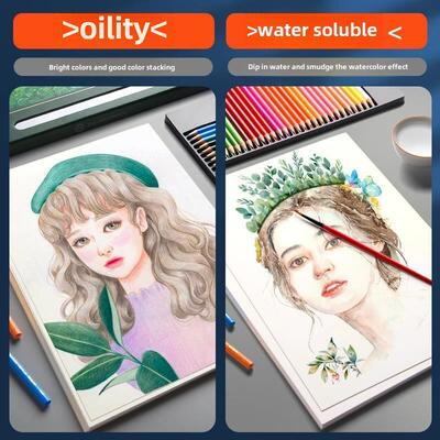 colour pencil painting students use 48 colour pencils with a