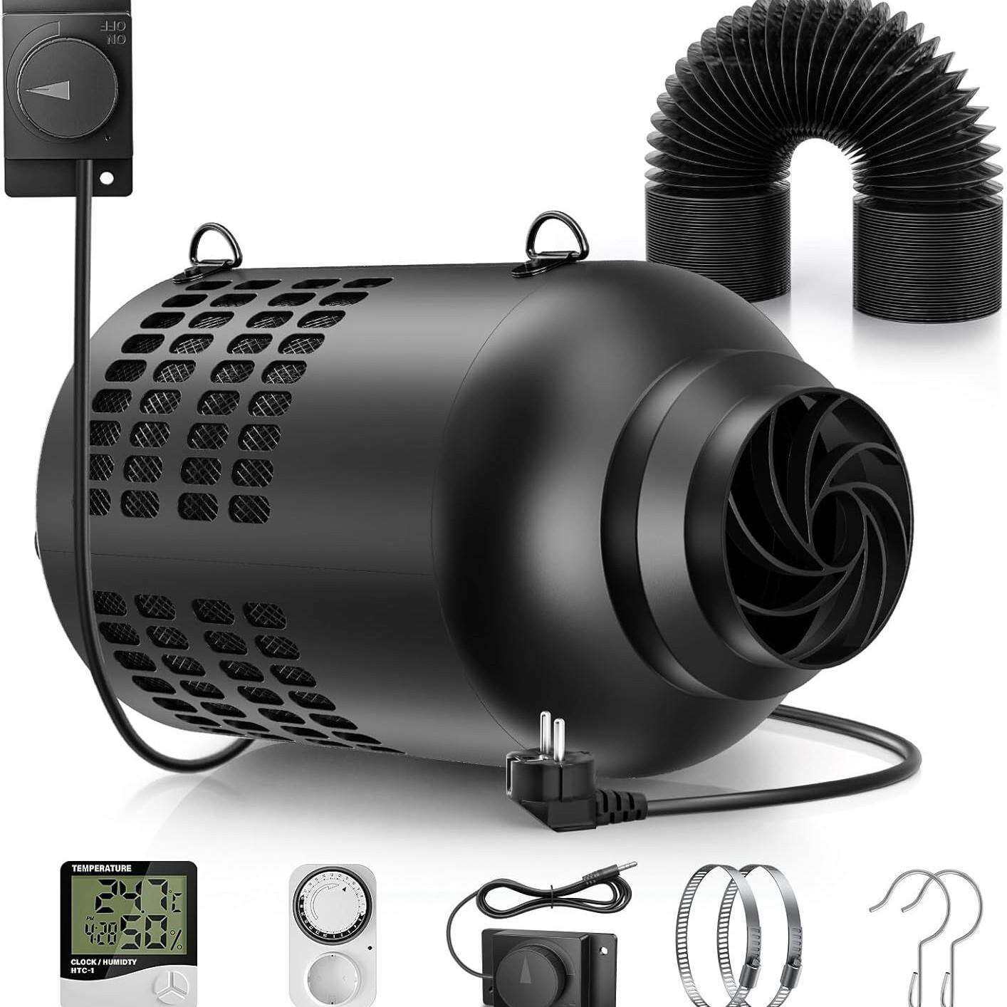 智能定时调速AC100-240V管道风机活性炭过滤器一体式除味换气扇