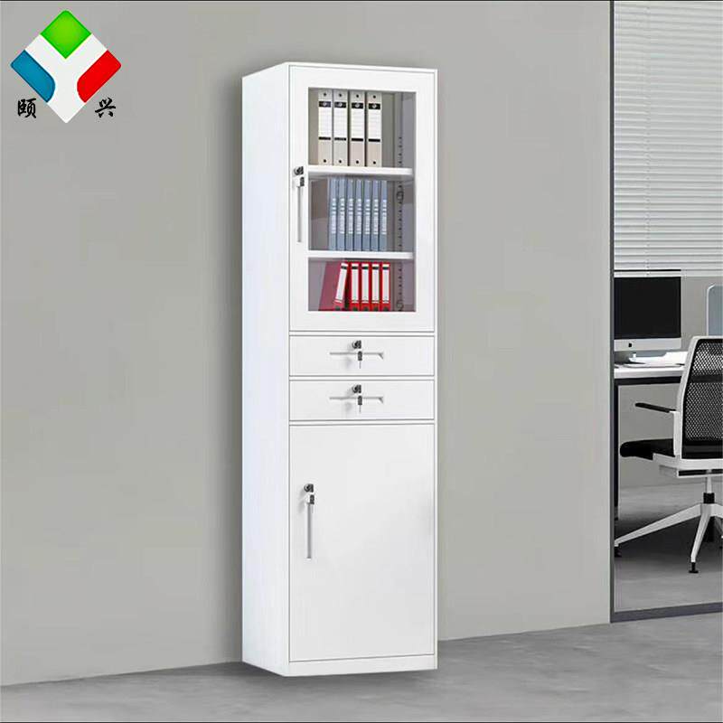 办公室钢制文件柜铁皮带锁家用收纳柜收纳柜抽屉书柜白色矮柜窄柜