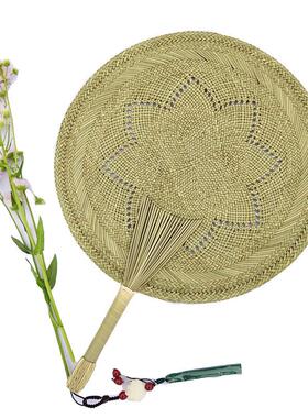 J6DA纯手工编织蒲草席草扇子手摇蒲扇纳凉夏季宝宝驱蚊岭根草编