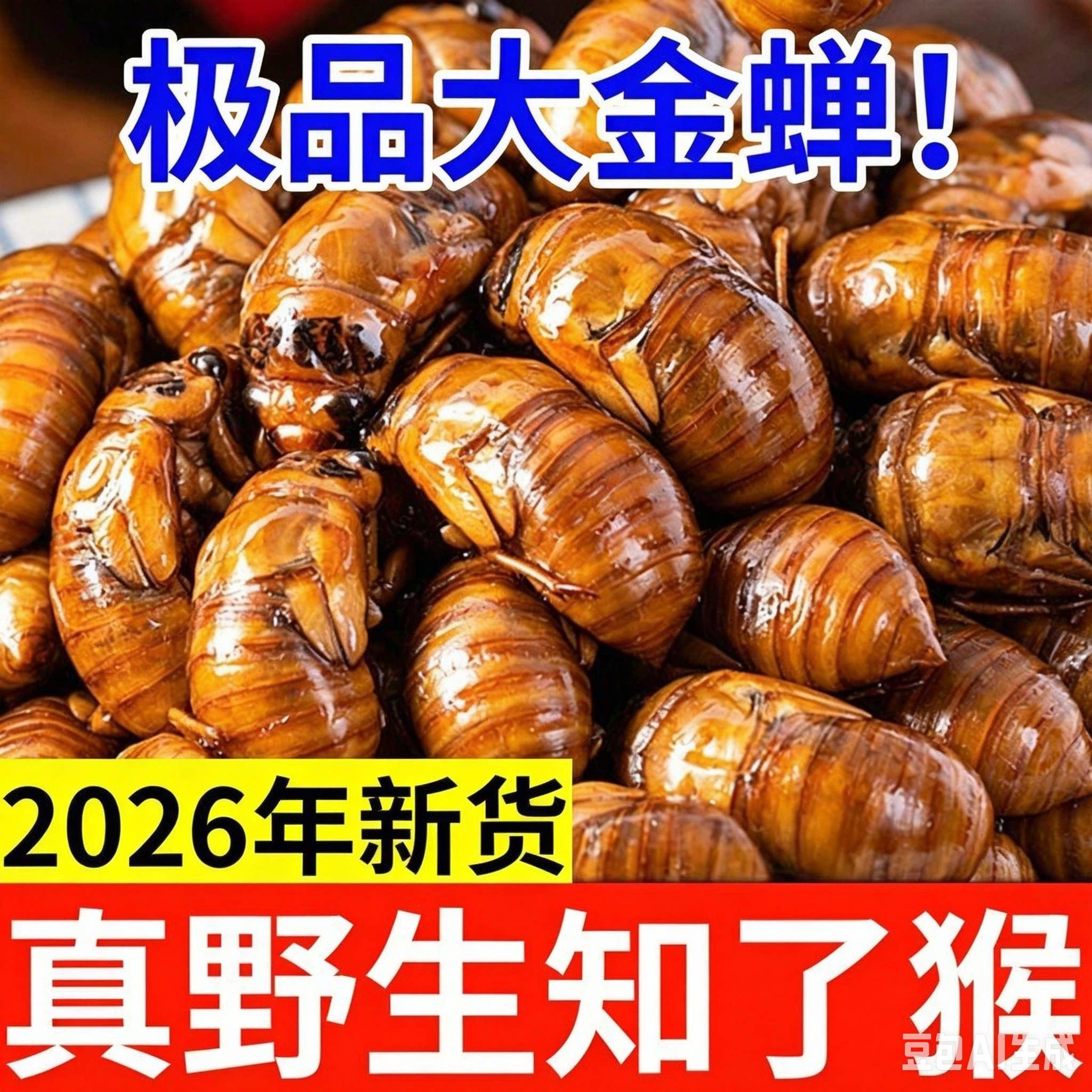 -野生知了猴油炸金蝉爬叉结了龟唐僧肉多口味特色小吃解馋下酒熟