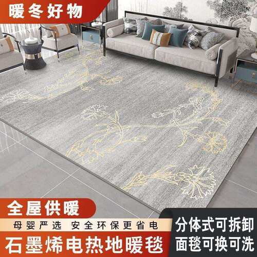 分体式石墨烯加热地毯客厅家用地暖垫 电热地毯可拆洗移动发热垫