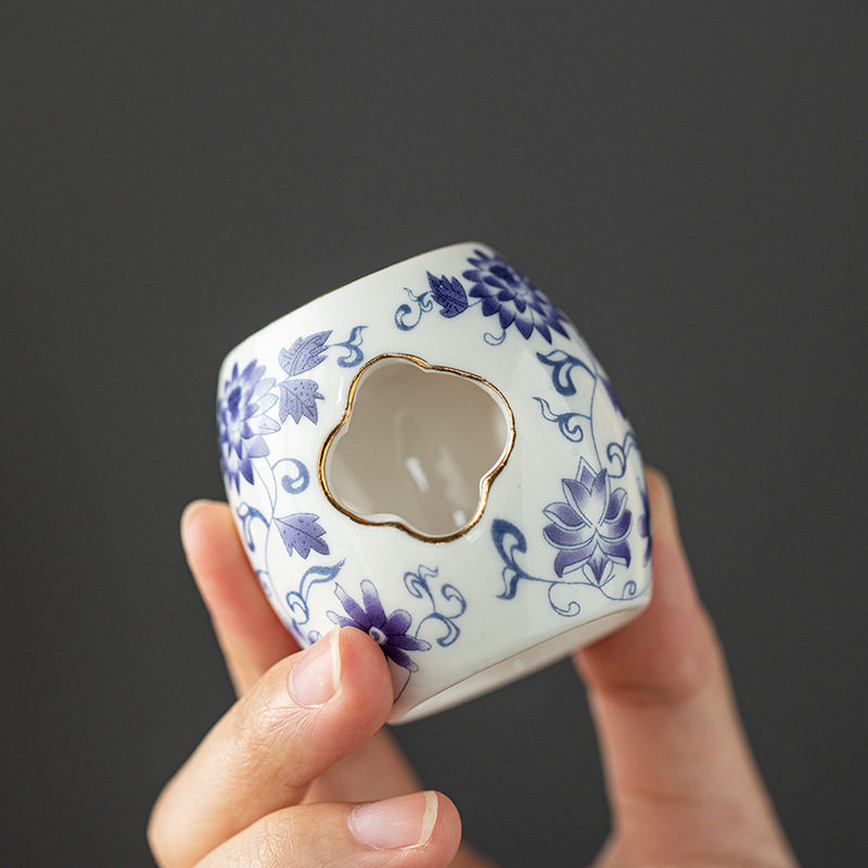 中式青花紫砂壶盖置壶承盖托茶具茶道配件家居装饰摆件