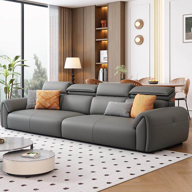 高端休闲沙发客厅沙发复古轻奢大小户型组合沙发直排皮艺沙发