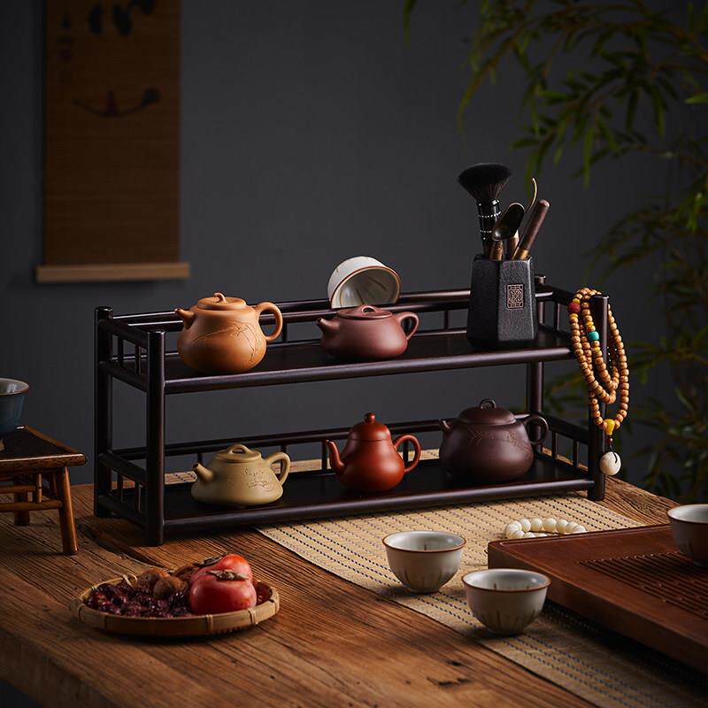 茶具置物架桌上茶茶杯收纳架桌摆件实木中壶式博茶古SRX-CJ00架茶