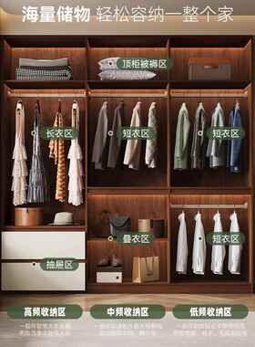 衣柜橡木全木柜家用卧实免拉手现成代简约储物柜小户型室品大YVG