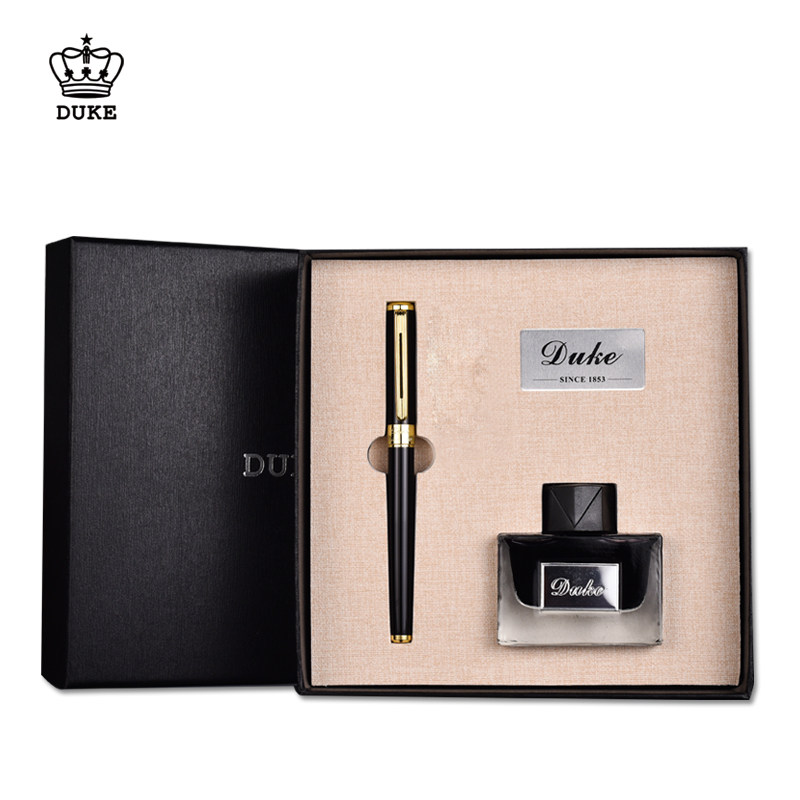 Duke/公爵N12铱金笔钢笔特细笔财务笔正品德国男女士学生白领礼盒墨水套装高档复古可刻字
