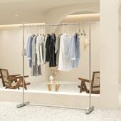 陈列架 货架落地简约挂衣架银色童装 服装 店展示架不锈钢拉丝男女装