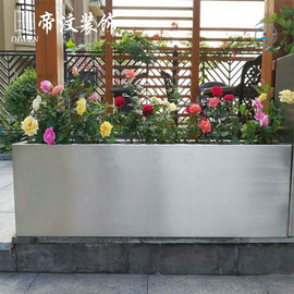 定制长方形不锈钢花盆户外种植花池金属花箱花槽道路隔断花器