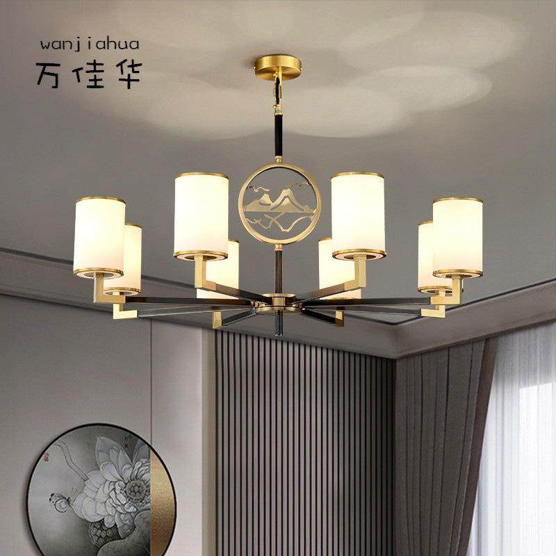 新中式吊灯客厅灯简约现代中国风全铜大气卧室灯餐厅轻奢书房灯具