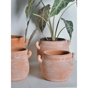 Alocasia花盆红陶器锅粗陶器手工制作旧可爱创意斯堪的纳维亚多肉