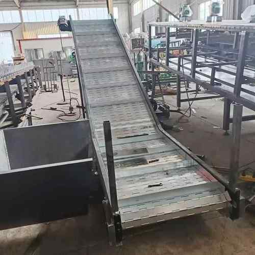 304不锈钢链板提升机小型物料运输爬坡网带输送机重型板链输送机