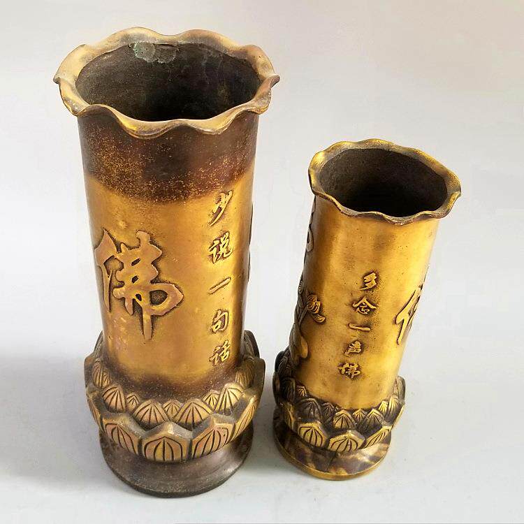 妙音铜艺铜佛字莲花底座香存线香筒工艺装饰摆件
