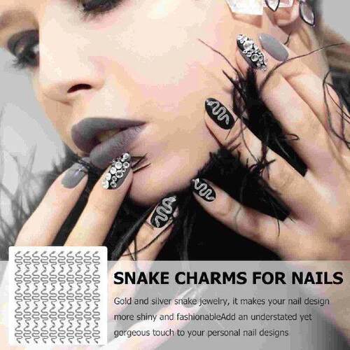 50 Pcs Little Snake Nail Jewelry Charms for Nails Metal
