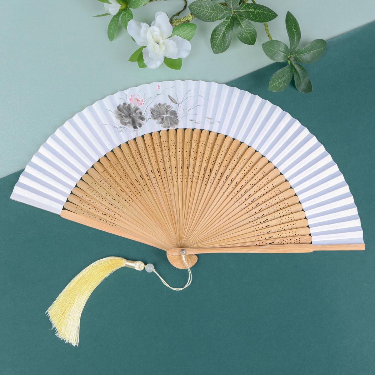 丝艺堂白纸扇子 古风香纸折扇串面纸扇子礼品竹扇工艺舞蹈扇女扇
