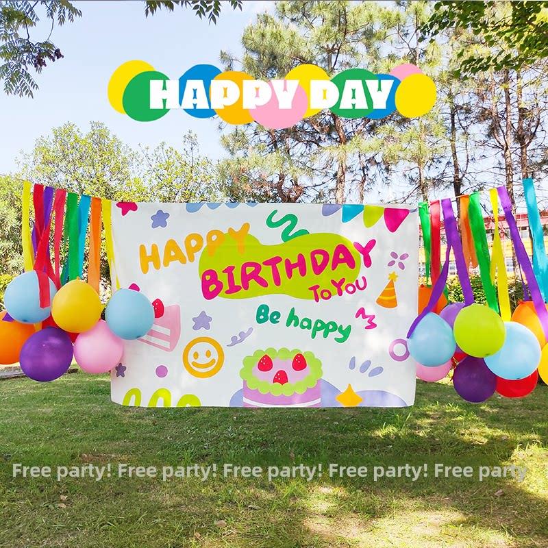 韩国ins风生日派对恐龙动物挂布背景布 儿童宝宝户外派对拍照布置