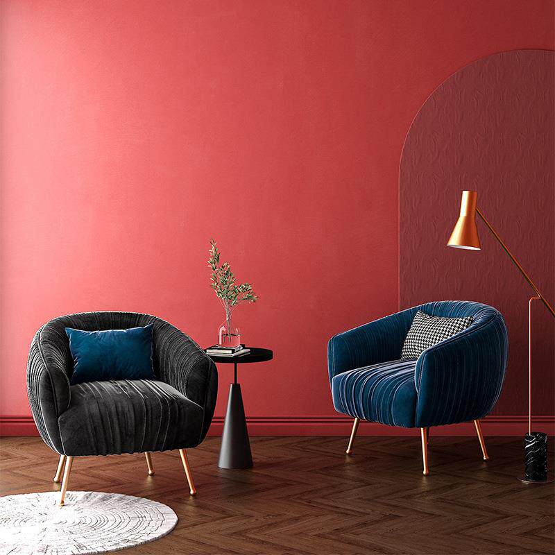 现代休闲单人布艺沙发美式简约小户型老虎椅客厅轻奢铁艺懒人沙发